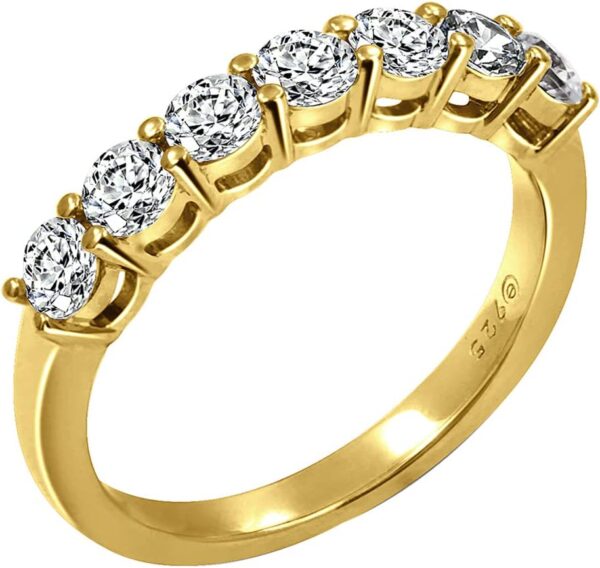 Amazon Collection Yellow Gold-Plated Sterling Silver Infinite Elements Cubic Zirconia 7-Stone Round-Cut Ring, Size 6