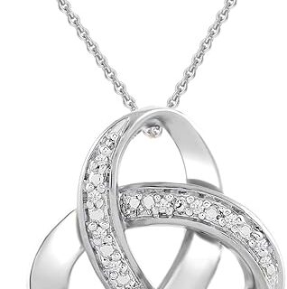 Amazon Collection womens 18K Gold over Sterling Silver Diamond Knot Pendant Necklace