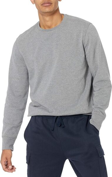 Amazon Essentials Men's Long-Sleeve Lightweight French Terry Crewneck Sweatshirt charcoal heather