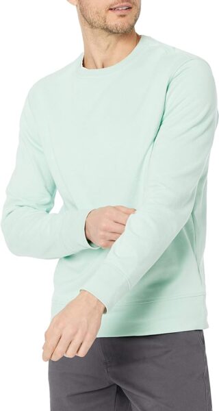 Amazon Essentials Men's Long-Sleeve Lightweight French Terry Crewneck Sweatshirt mint green