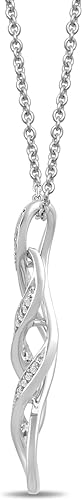 Amazon Essentials Women's Sterling Silver Diamond Twist Pendant Necklace (1-10 cttw), 18 (previously Amazon Collection)