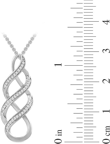 Amazon Essentials Women's Sterling Silver Diamond Twist Pendant Necklace (1-10 cttw), 18 (previously Amazon Collection)