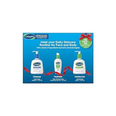 Cetaphil Sensitive Skincare Holiday Kit with Daily Facial Cleanser, Moisturizing Lotion and Daily Facial SPF 35 Moisturizer