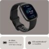 Fitbit Versa 4 Fitness Smartwatch with Daily Readiness, GPS, 24-7 Heart Rate, 40 Exercise Modes, Sleep Tracking and more, Black-Graphite, One Size (S & L Bands Included)