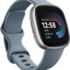 Fitbit Versa 4 Fitness Smartwatch with Daily Readiness, GPS, 24-7 Heart Rate, 40 Exercise Modes, Sleep Tracking and more, Black-Graphite, One Size (S & L Bands Included) blue