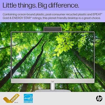 HP 23.8 inch All-in-One Desktop PC, FHD Display, Intel Core i3-N300, 8 GB RAM, 512 GB SSD, Intel UHD Graphics, Windows 11 Home, 24-cr004