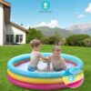 Inflatable Kiddie Pool, Evajoy 58'' x 13'' Ground Swimming Pool for Kids,Large Dog Pool Children Family Kid Toddler Pool, 3 Rings Baby Pool Center for Backyard and Garden