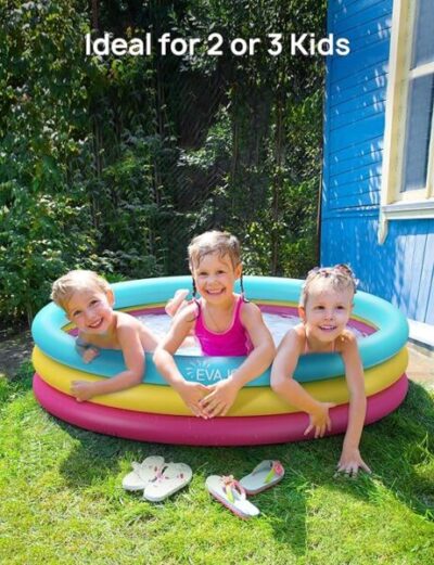 Inflatable Kiddie Pool, Evajoy 58'' x 13'' Ground Swimming Pool for Kids,Large Dog Pool Children Family Kid Toddler Pool, 3 Rings Baby Pool Center for Backyard and Garden