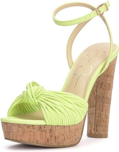 Jessica Simpson Womens Immie Ankle Strap Platform Pumps Sandle green