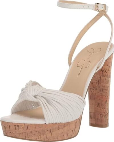 Jessica Simpson Womens Immie Ankle Strap Platform Pumps Sandle white