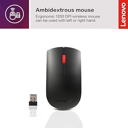 Lenovo 510 Wireless Keyboard & Mouse Combo, 2.4 GHz Nano USB Receiver, Full Size, Island Key Design, Left or Right Hand, 1200 DPI Optical Mouse, GX30N81775, Black