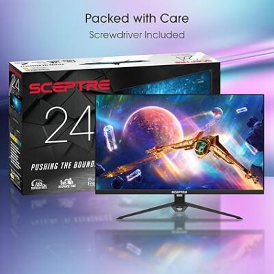 Sceptre IPS 24” Gaming Monitor 165Hz 144Hz Full HD (1920 x 1080) FreeSync Eye Care FPS RTS DisplayPort HDMI Build-in Speakers, Machine Black 2020 (E248B-FPT168),IPS 24 165Hz 5