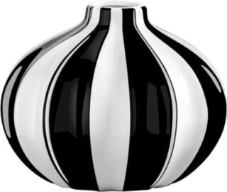 Torre & Tagus Abstract Black and White Vase - Modern Decor Ceramic Vase for Flowers with Stripes - Aesthetic Room Decor for Living Room Shelf, Fireplace Mantel, Bedroom Vanity, Entryway Table