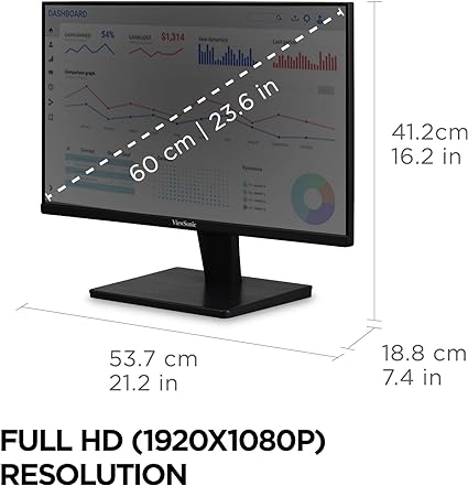 ViewSonic VS2447M 24 Inch 1080p Monitor with 75Hz, AMD FreeSync, Thin Bezels, Eye Care, HDMI, VGA Inputs for Gaming and Home Office,Black