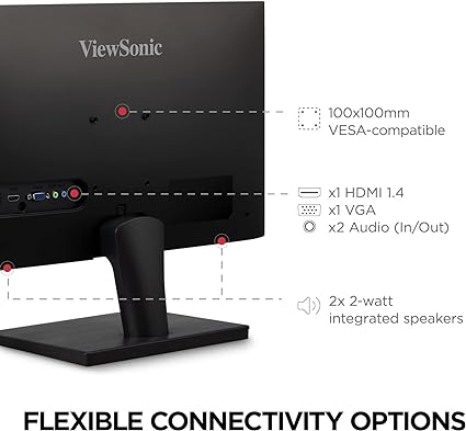 ViewSonic VS2447M 24 Inch 1080p Monitor with 75Hz, AMD FreeSync, Thin Bezels, Eye Care, HDMI, VGA Inputs for Gaming and Home Office,Black