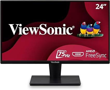 ViewSonic VS2447M 24 Inch 1080p Monitor with 75Hz, AMD FreeSync, Thin Bezels, Eye Care, HDMI, VGA Inputs for Gaming and Home Office,Black