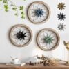 3 Piece Round Farmhouse Wall Decor with 6 Piece Interchangeable Flowers 12'' Medallion Wood & Metal Rustic Wall Art for Living Room Bedroom Kitchen Bathroom Dining Room Home Decorations