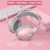 Anivia G1 Pink Gaming Headset for PS4, PS5, Xbox One, PC, Switch, Wired Over-Ear Headphone with Noise Isolation Microphone, Surround Sound Headphone with LED RGB Light