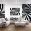 Black and White Spiral Abstract Canvas Art Print