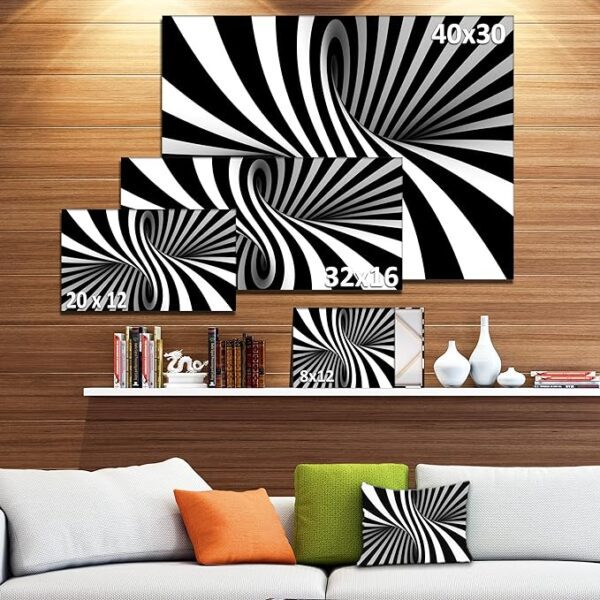 Black and White Spiral Abstract Canvas Art Print