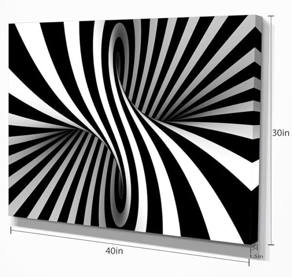 Black and White Spiral Abstract Canvas Art Print