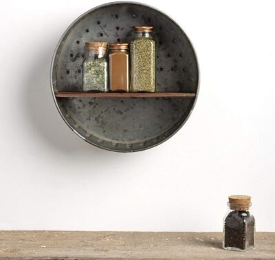 Primitives by Kathy Distressed Wall Shelf, 12.5 in Diameter, Metal and Wood