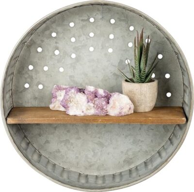 Primitives by Kathy Distressed Wall Shelf, 12.5 in Diameter, Metal and Wood