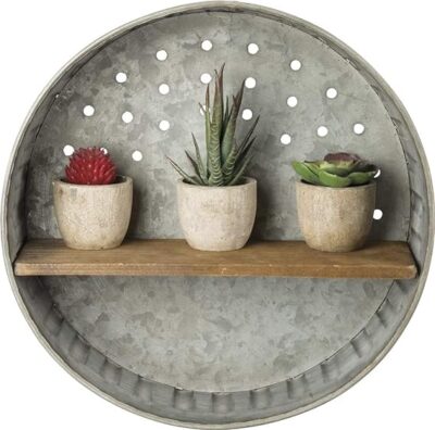 Primitives by Kathy Distressed Wall Shelf, 12.5 in Diameter, Metal and Wood