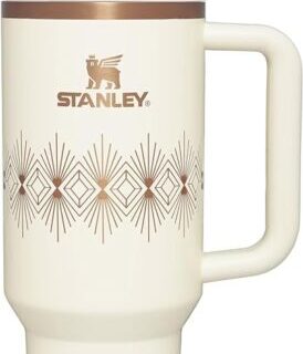 Stanley Quencher H2.0 FlowState Stainless Steel Vacuum Insulated Tumbler with Lid and Straw for Water, Iced Tea or Coffee cream glass deco