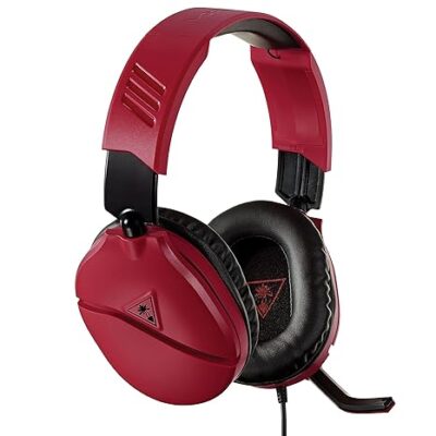 Turtle Beach Recon 70 Gaming Headset for Nintendo Switch, Xbox Series X, S, Xbox One, PS5, PS4, PlayStation, Mobile, & PC with 3.5mm - Flip-to-Mute Mic, 40mm Speakers - Black red