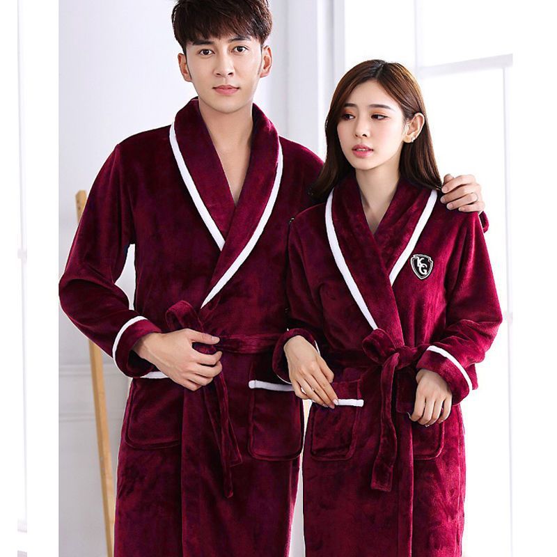 Flannel Thickened Long Section Bathrobe Men Flannel Thickened Long Section Bathrobe Men