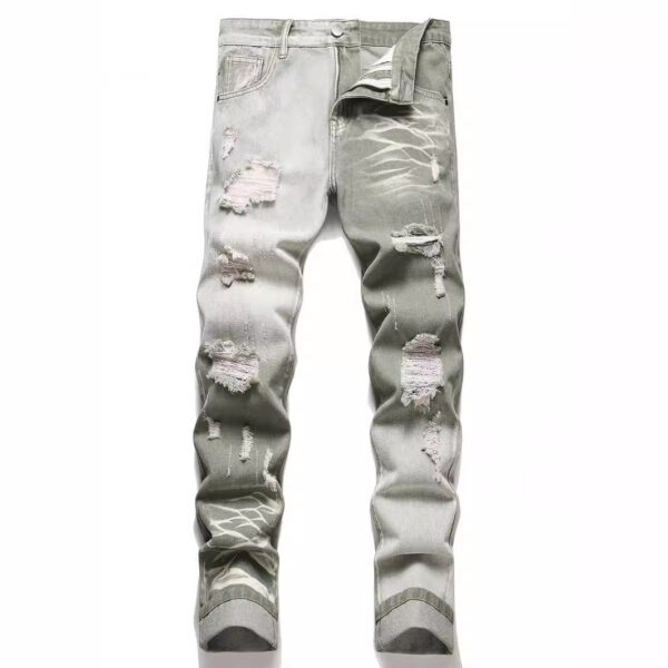 Straight Jeans Gradient Color Tie-dye