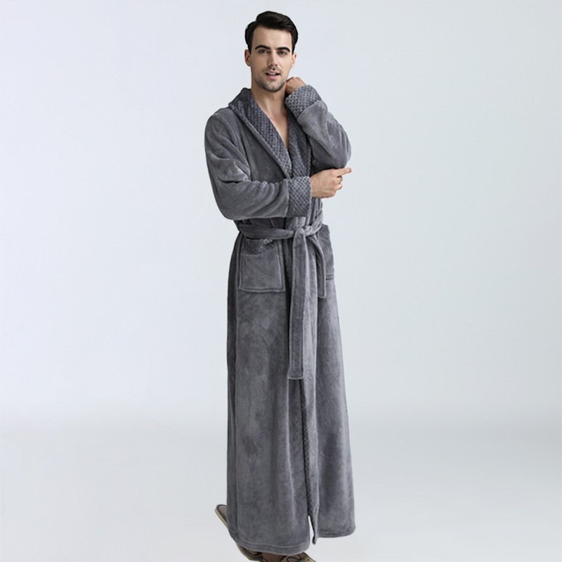Men's Winter Coral Fleece Nightgown Homewear Thickened Pajamas Men's Winter Coral Fleece Nightgown Homewear Thickened Pajamas