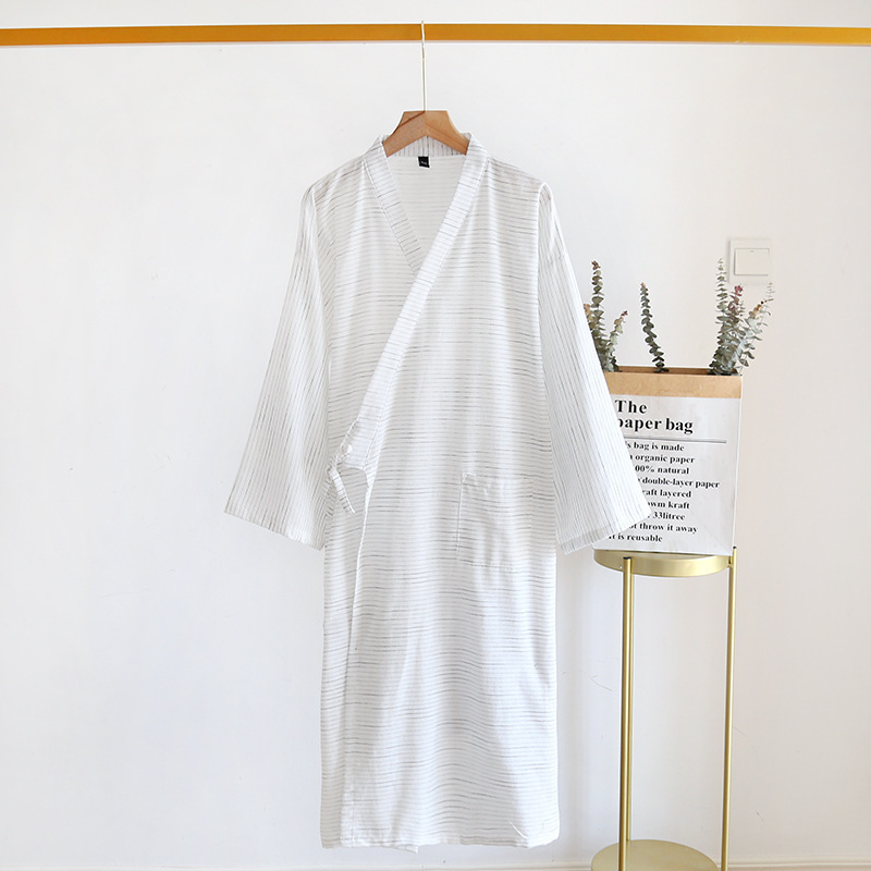 Summer Jacquard Gauze Cotton Kimono Thin Home Bathrobe Simple Summer Jacquard Gauze Cotton Kimono Thin Home Bathrobe Simple