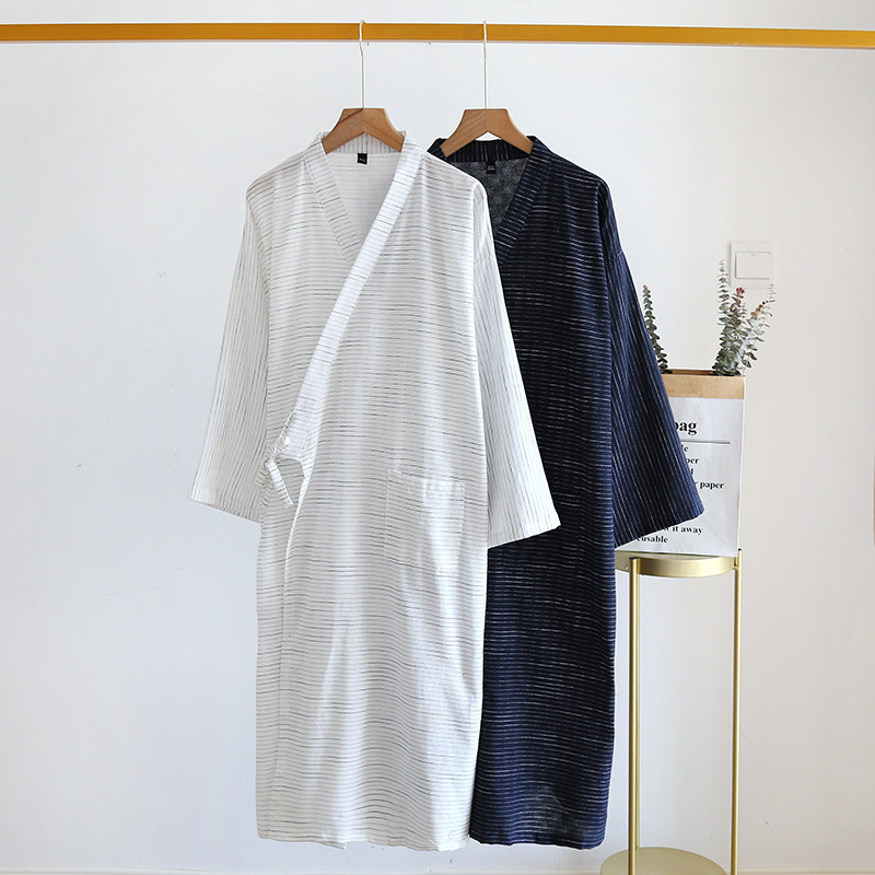 Summer Jacquard Gauze Cotton Kimono Thin Home Bathrobe Simple Summer Jacquard Gauze Cotton Kimono Thin Home Bathrobe Simple