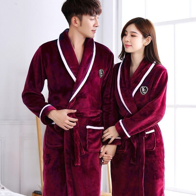 Flannel Thickened Long Section Bathrobe Men Flannel Thickened Long Section Bathrobe Men