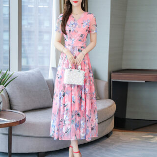 Floral Long Skirt Plus Size Women's Printed Dress