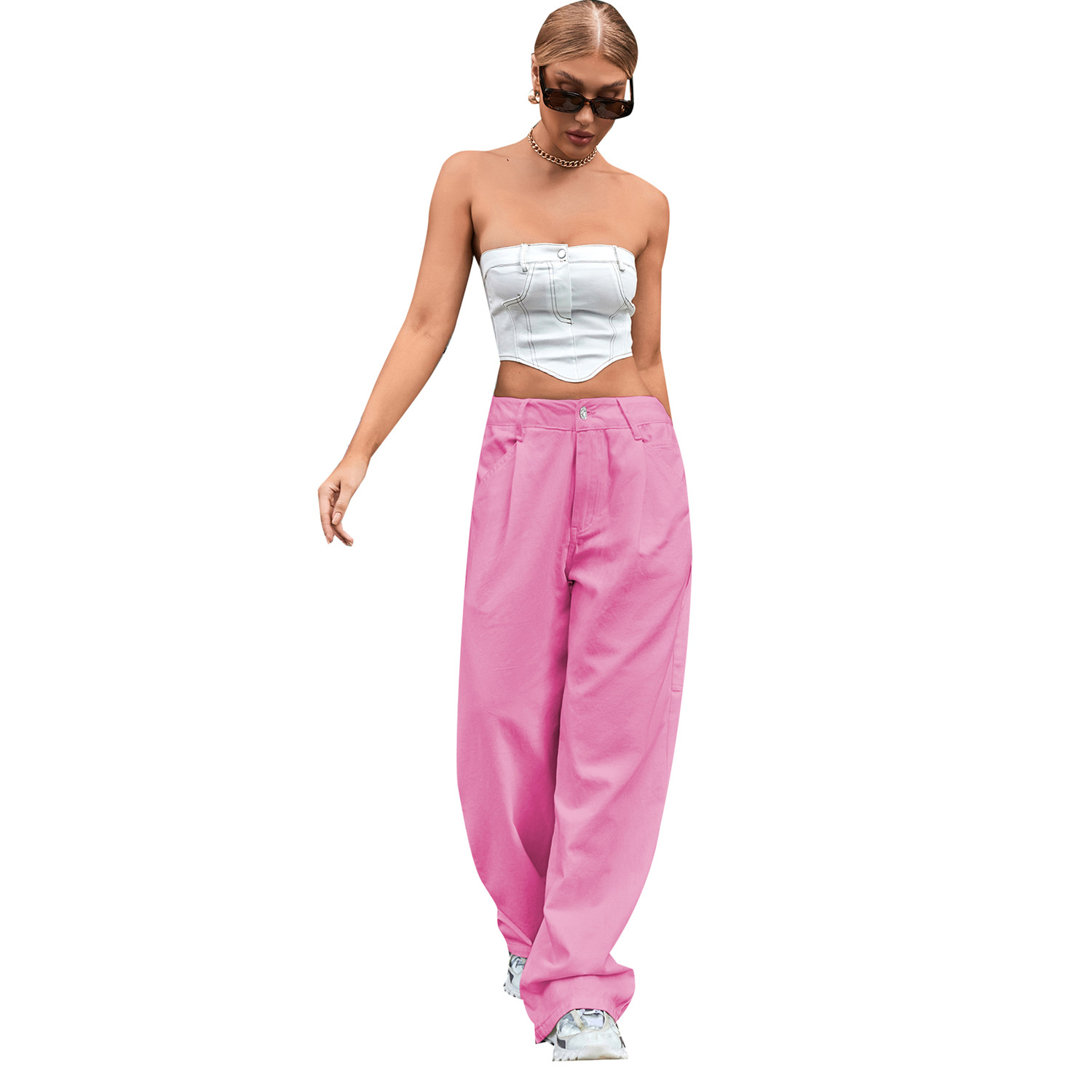 Women's Fashion Trendy High Waist Loose Denim Trousers Women's Fashion Trendy High Waist Loose Denim Trousers