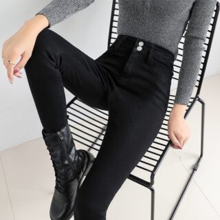 Black Tight Trousers Long Skinny Pants Tide