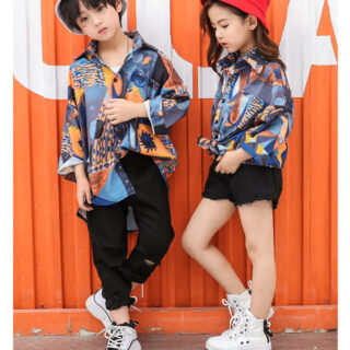 Children Loose Floral Shirt For Dance Clothes