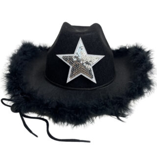 Rhinestone Burr Cowboy Hat Diamond Cross Black Performance Cap