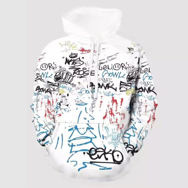 Men’s European And American Foreign Trade Autumn And Winter 3D Digital Printing Plus Size Casual Hooded Sweater