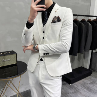 Men’s Three-piece Suit Korean Style One Button