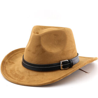 Belt Decoration Suede Curling Western Cowboy Hat Top Hat
