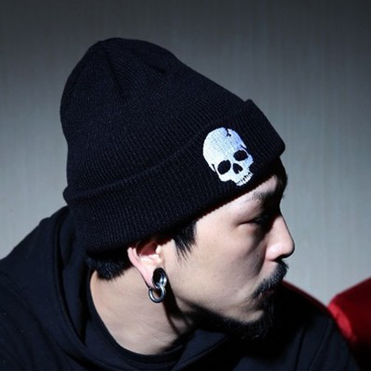 Woolen Hat Punk Embroidered Skull Personality Hip Hop Knitted Hat