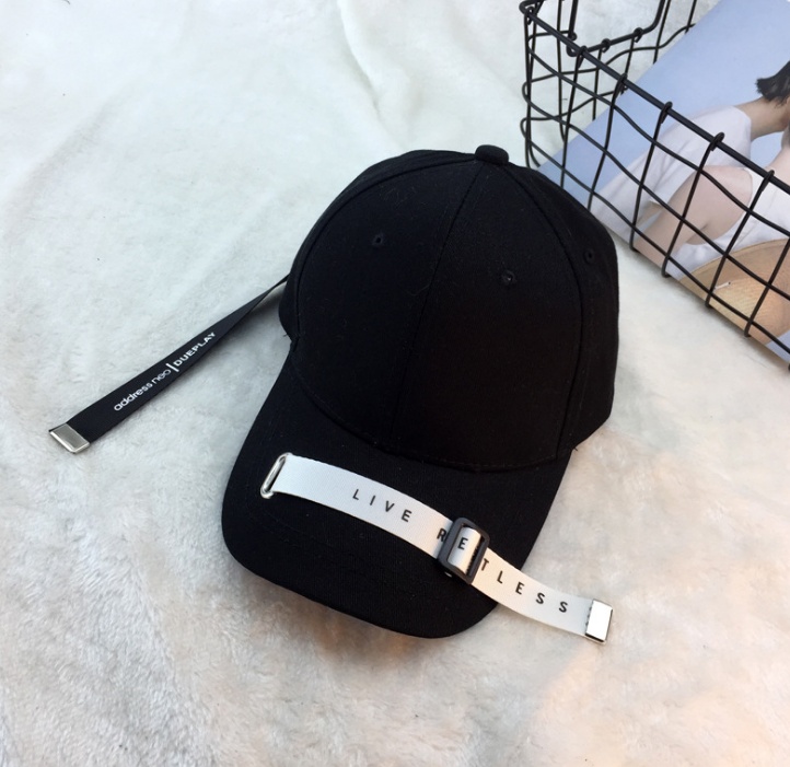 The Same Paragraph Hat Female Spring And Summer Korean Version Of The Tide White Long Belt Baseball Street Student Visor