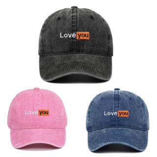 Love You Embroidered Hat Retro Distressed Soft Top