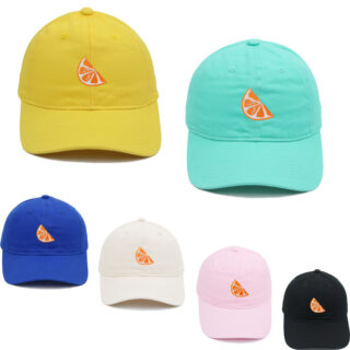 Orange Embroidered Baseball Cap Women's Cotton Soft Top